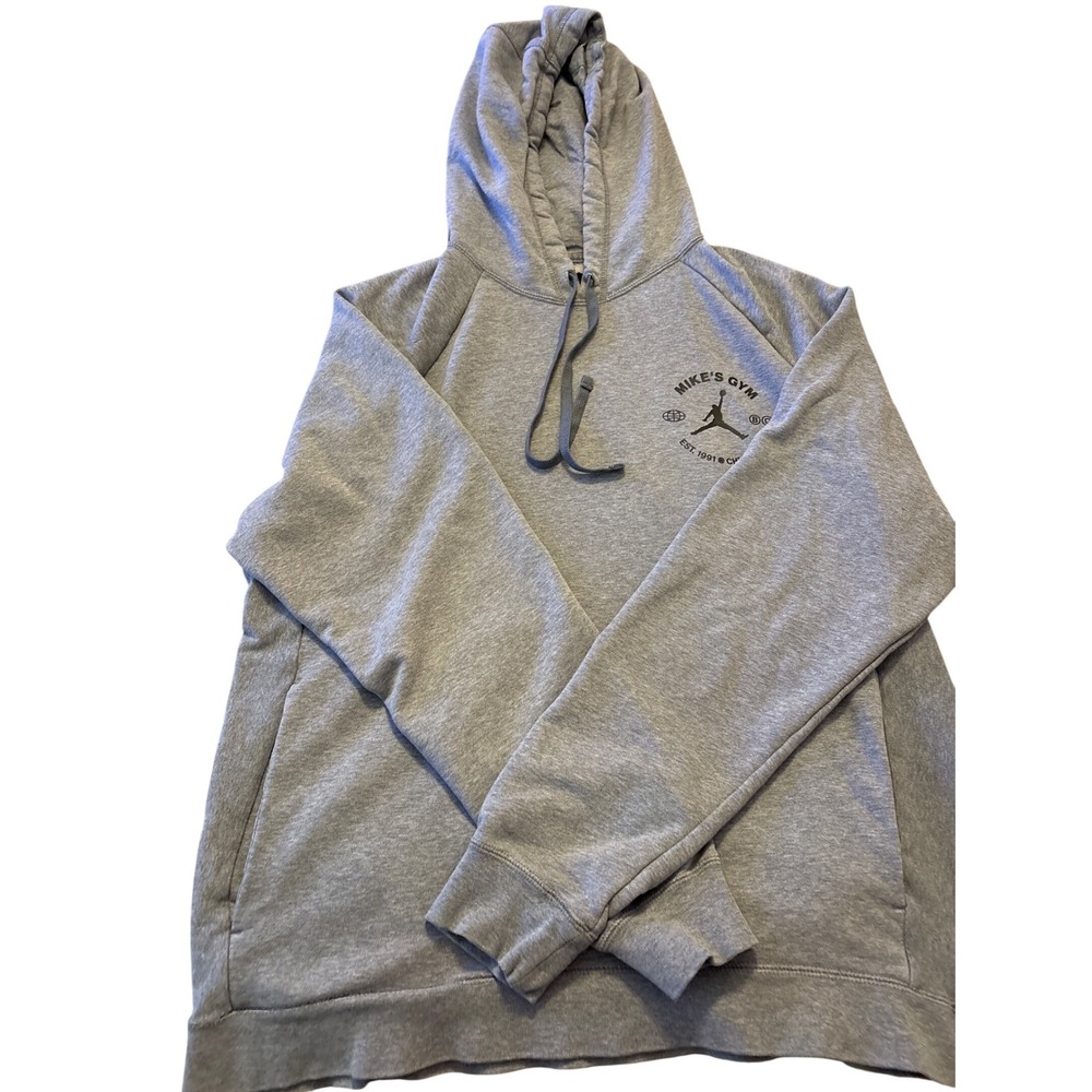 Jordan Mike's Gym Breakfast Club Dri-FIT Hoodie Mens Large Gray Train Eat Ball